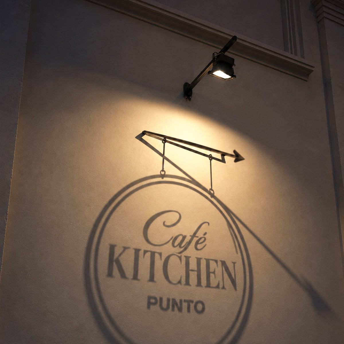 Işıklandırılmış Café Kitchen Punto tabelası